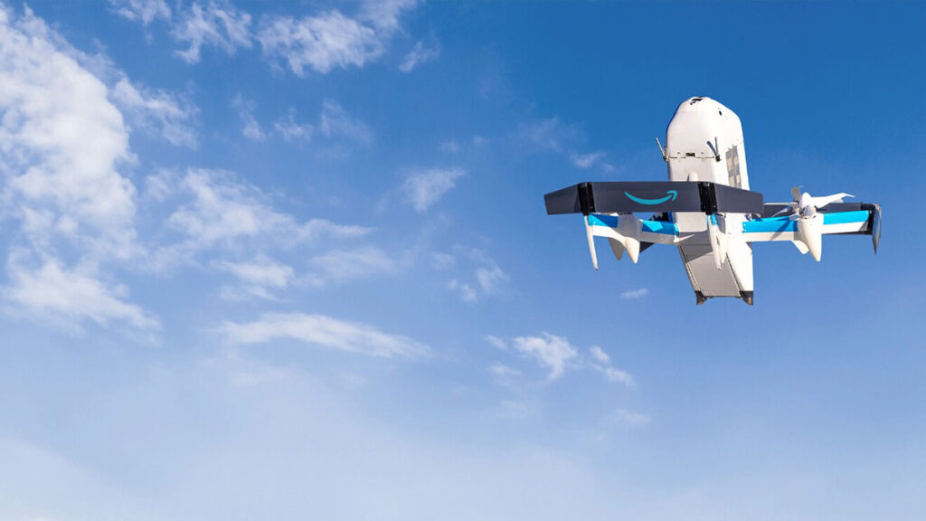 Amazon delivery drone in flight