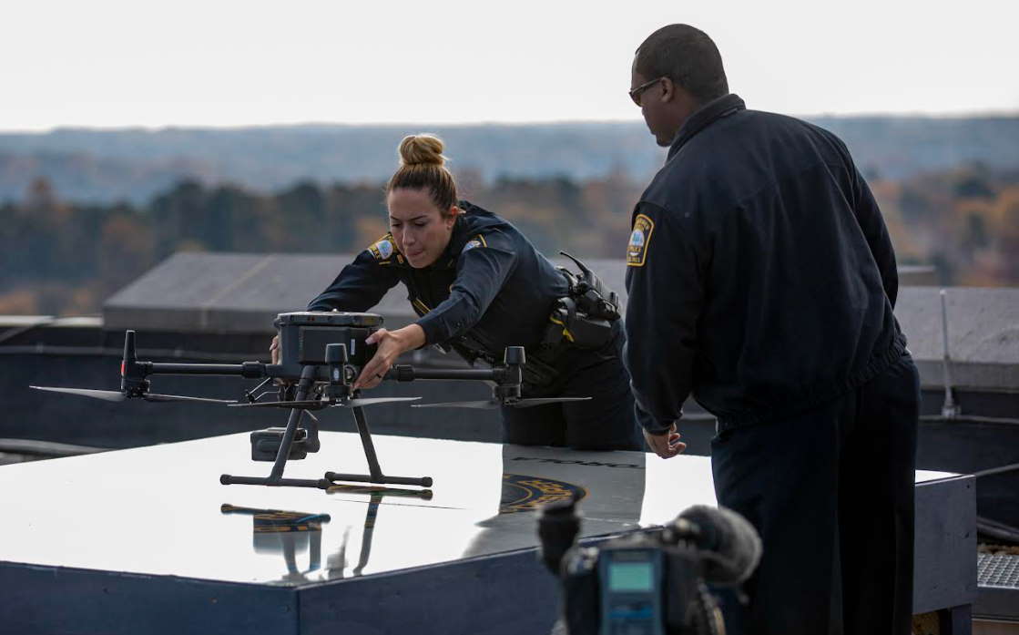First responder drone in flight