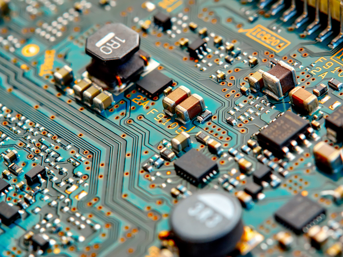 Close-up of drone flight controller circuitry