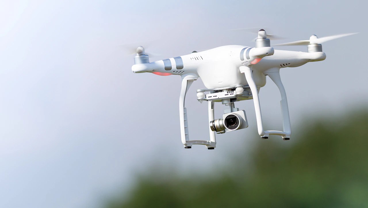 Interceptor drone in fast flight