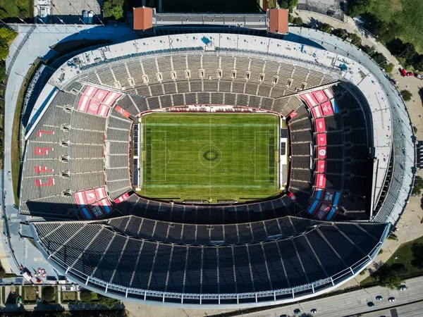 Aerial view of a large sports stadium
